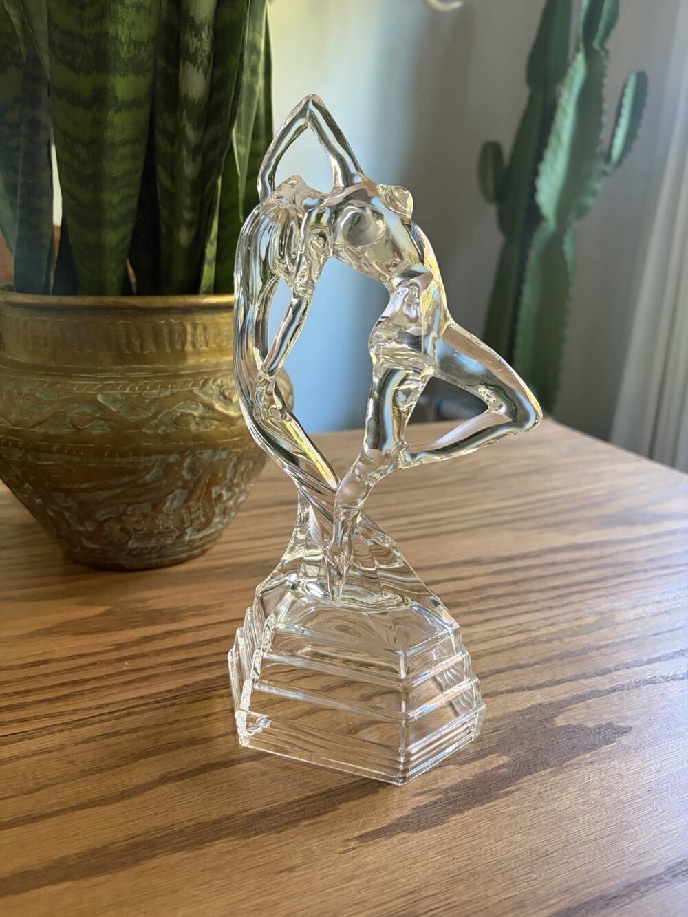 Vintage Art Deco Nude Lady Glass Figurine Clear Glass Lady